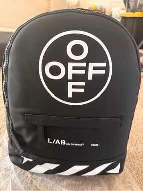 Off-White Black Backpack with White OFF Circle Logo